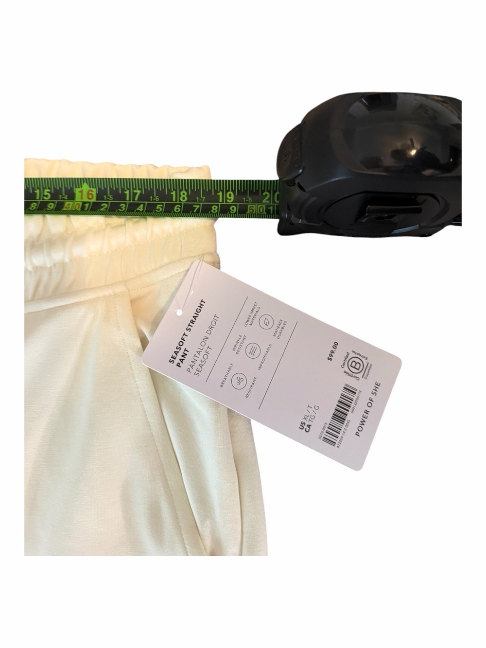 NWT |Athleta |Seasoft Straight Pant |XL Tall |Ivory |Wide Leg |34” Inseam - Picture 7 of 13